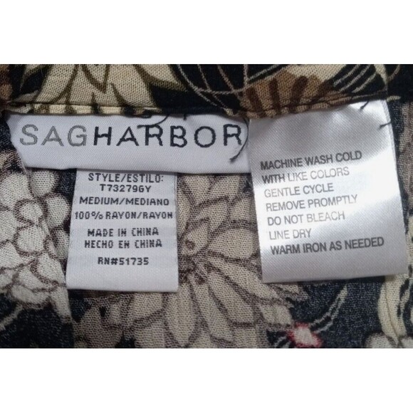 Sag Harbor Women's Med Floral Skirt Red Beige Black Midi Tiered Swing Pull On - Picture 5 of 7